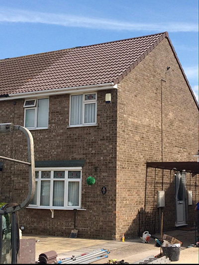 Reroof on a semi-detached hose